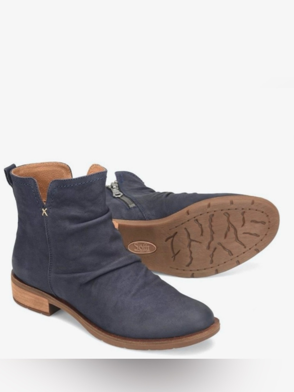 Sofft Beckie leather boots in Sky Navy 6.5 Medium EUC